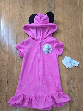 DISNEY BRAND GIRL'S PINK TERRYCLOTH HOODED MINNIE MOUSE DRESS SIZE 3